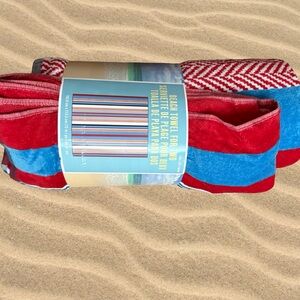 Cotton Beach Towel For Two 72" x 84" Red White and Blue Patriotic